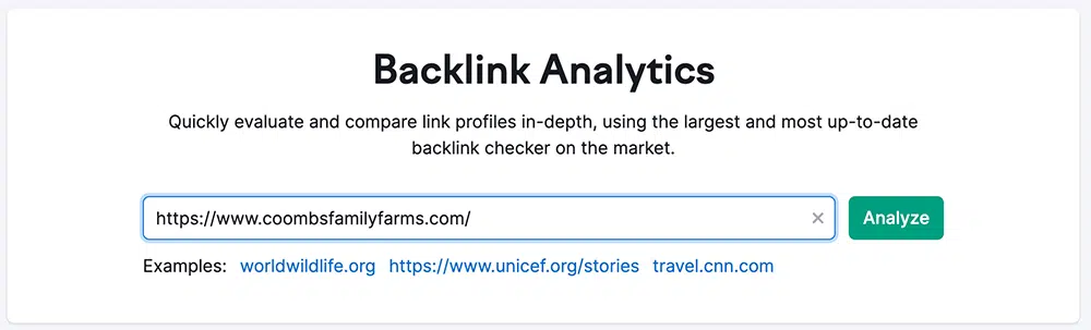 Semrush backlink analysis