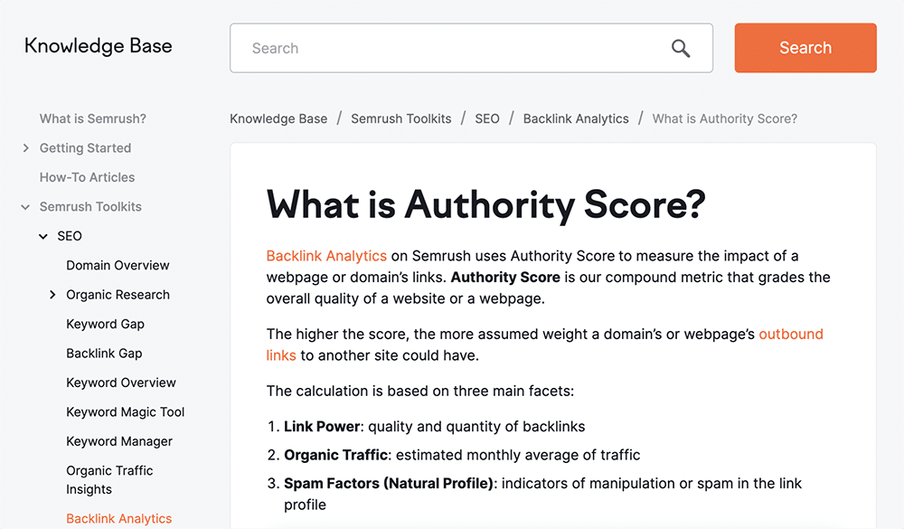semrush authority score