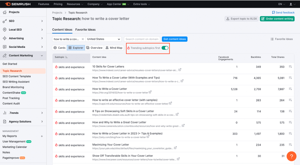 semrush topic research