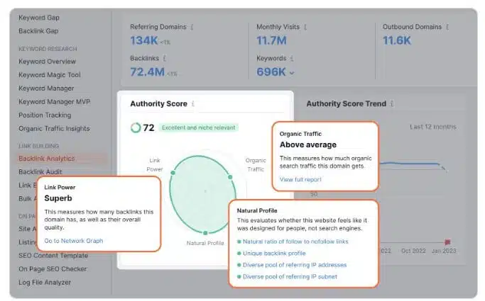 Semrush Authority Score