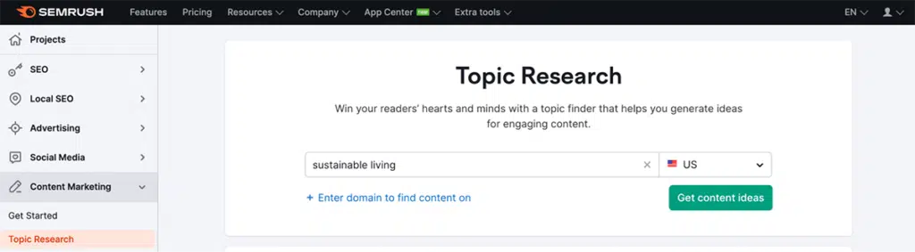 Semrush Topic Research