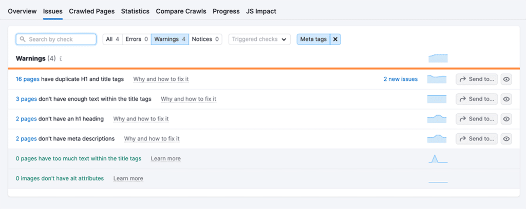 Semrush Site Audit Onpage