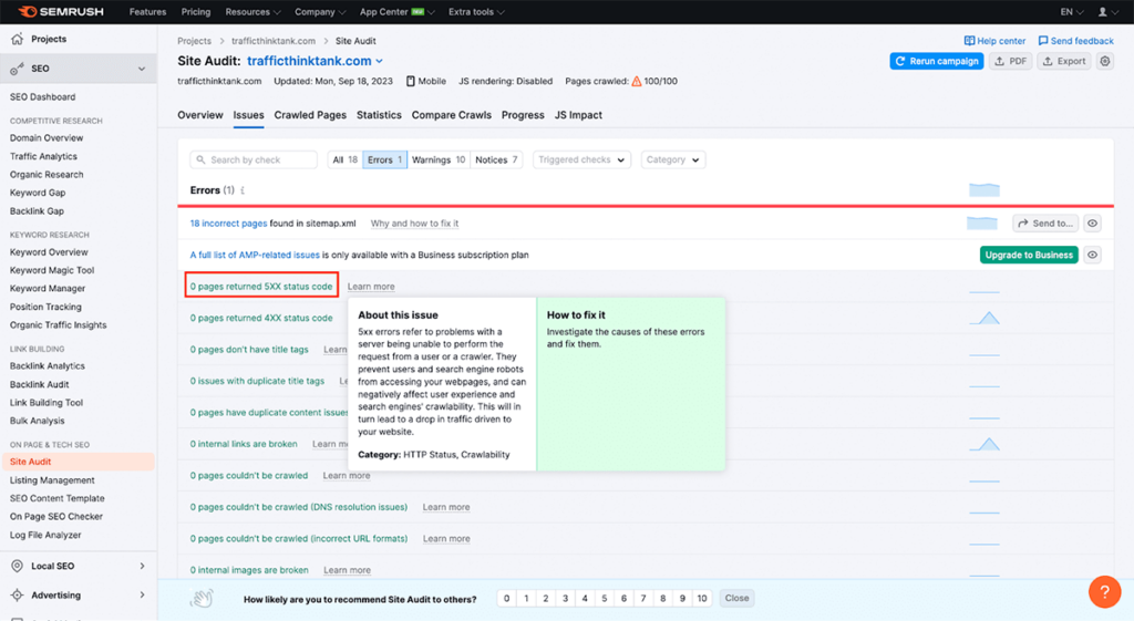Semrush Site Audit