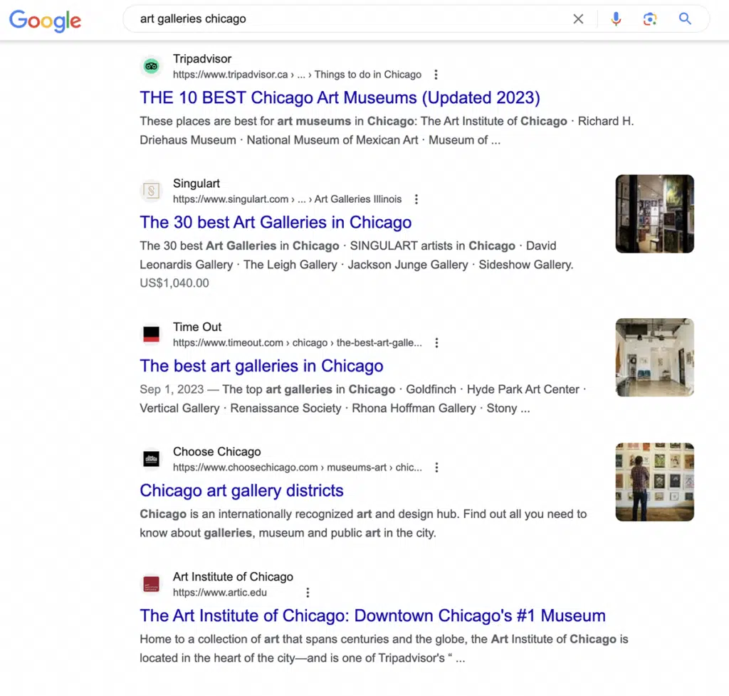 Google Search Art Galleries Chicago