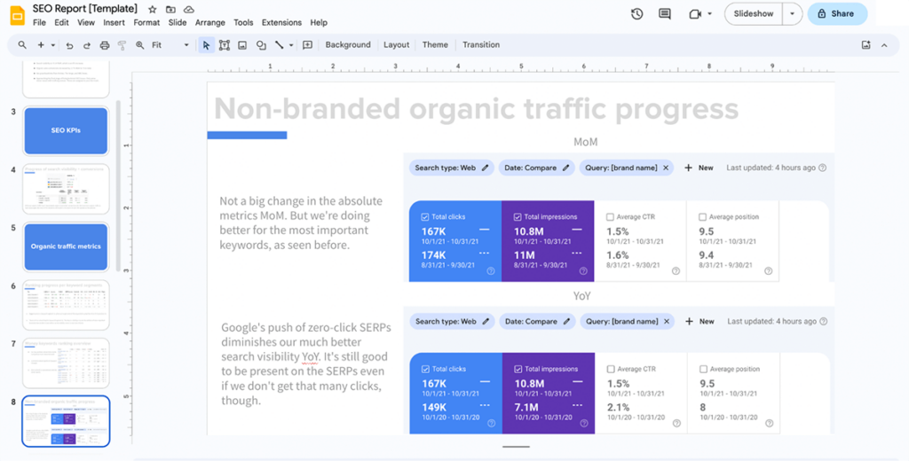 Google Slides SEO Report