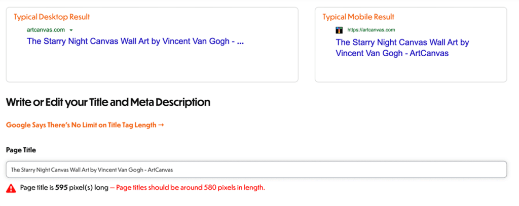 H1 SERP preview tool
