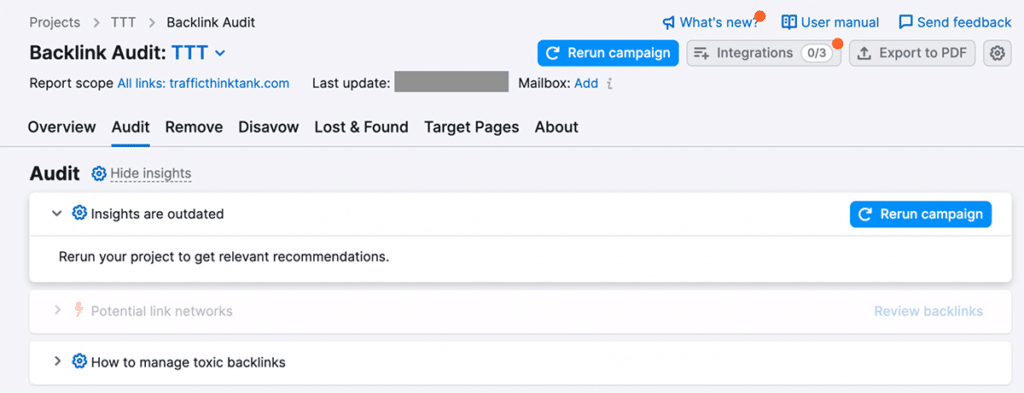 Semrush Backlink Audit Tool