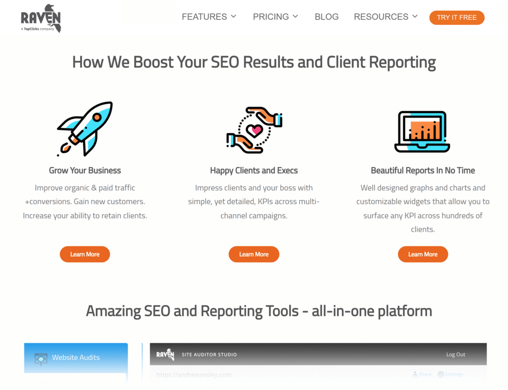 Raven Tools – Homepage