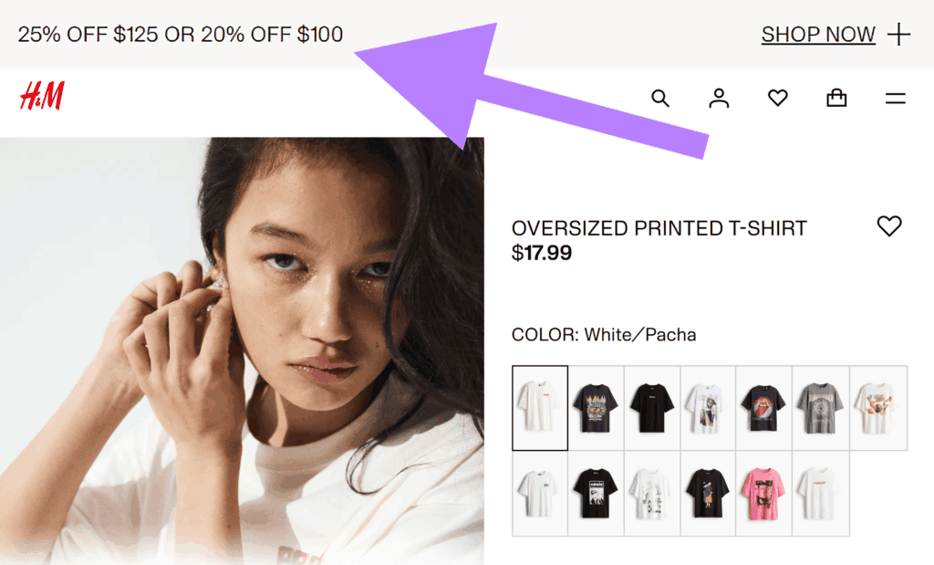 H&M – Top bar