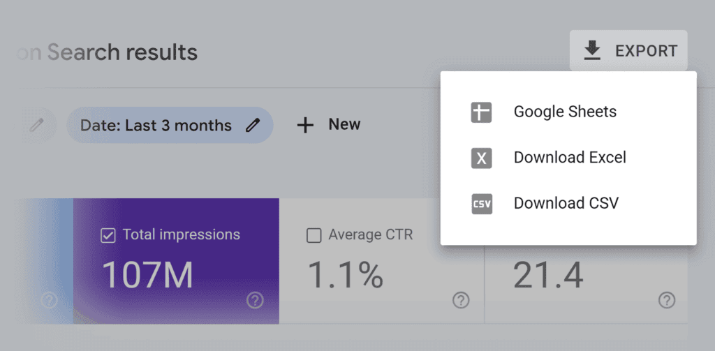 GSC – Export data