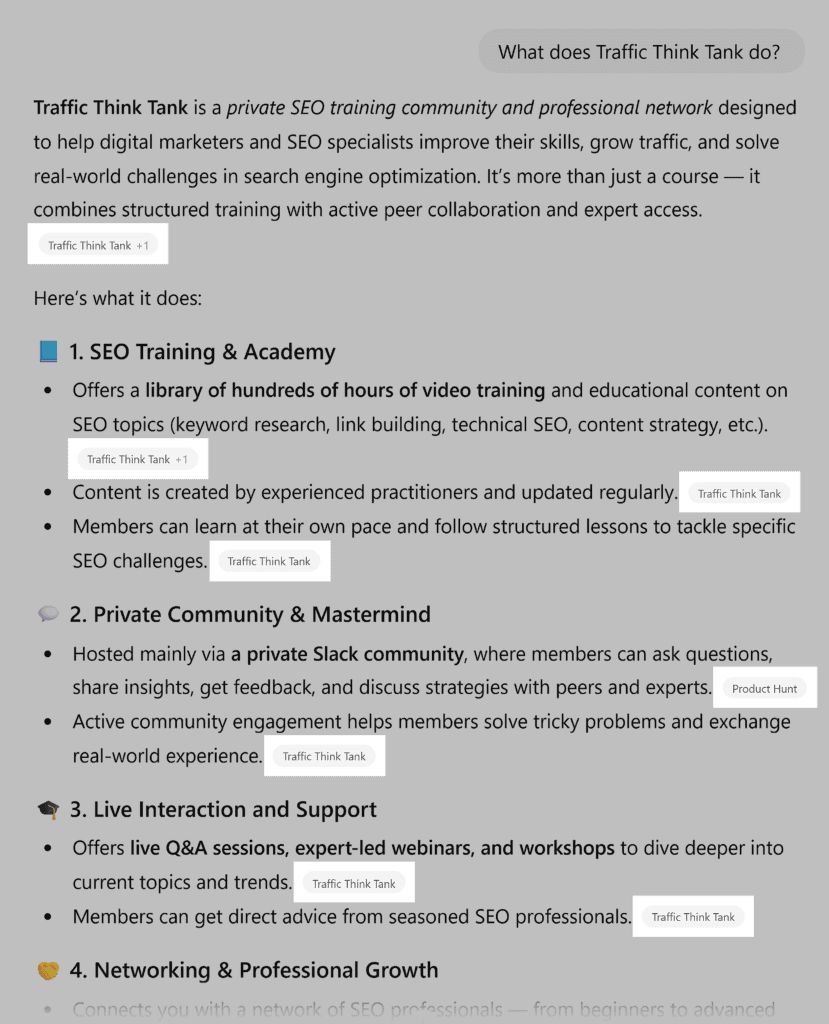 ChatGPT – Traffic Think Tank & Product Hunt