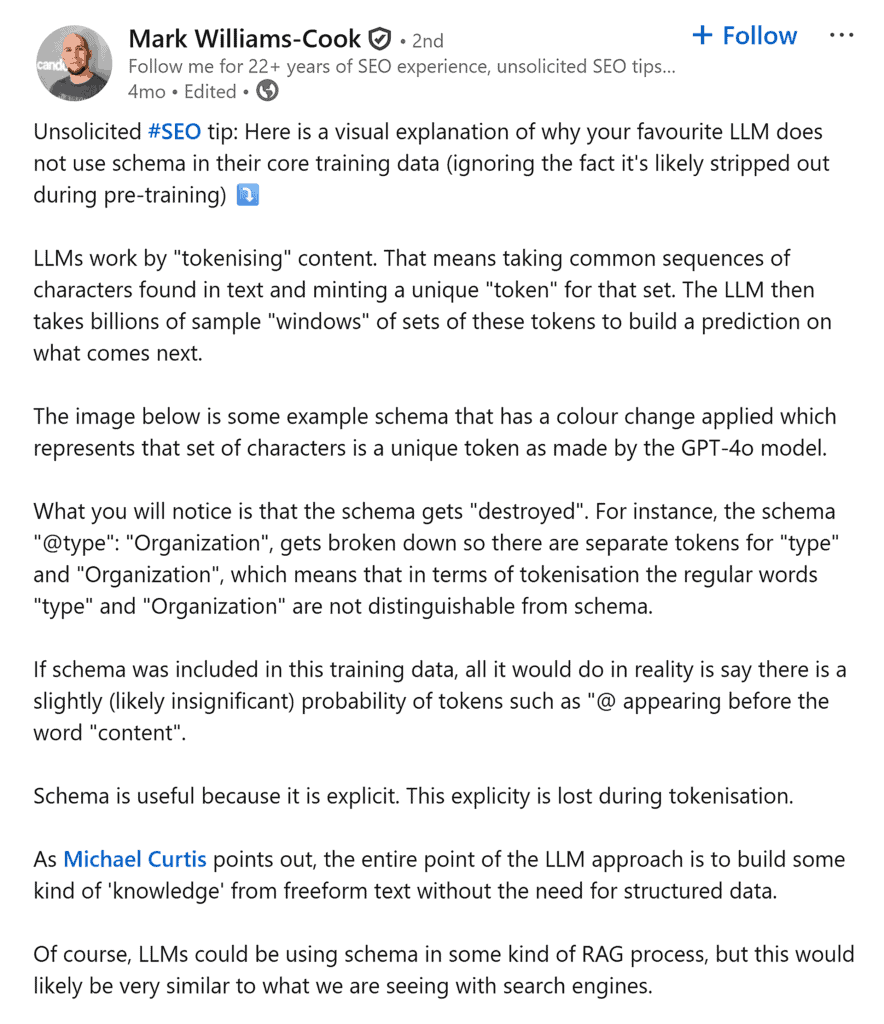 LinkedIn – Mark Wiliams-Cook – Post