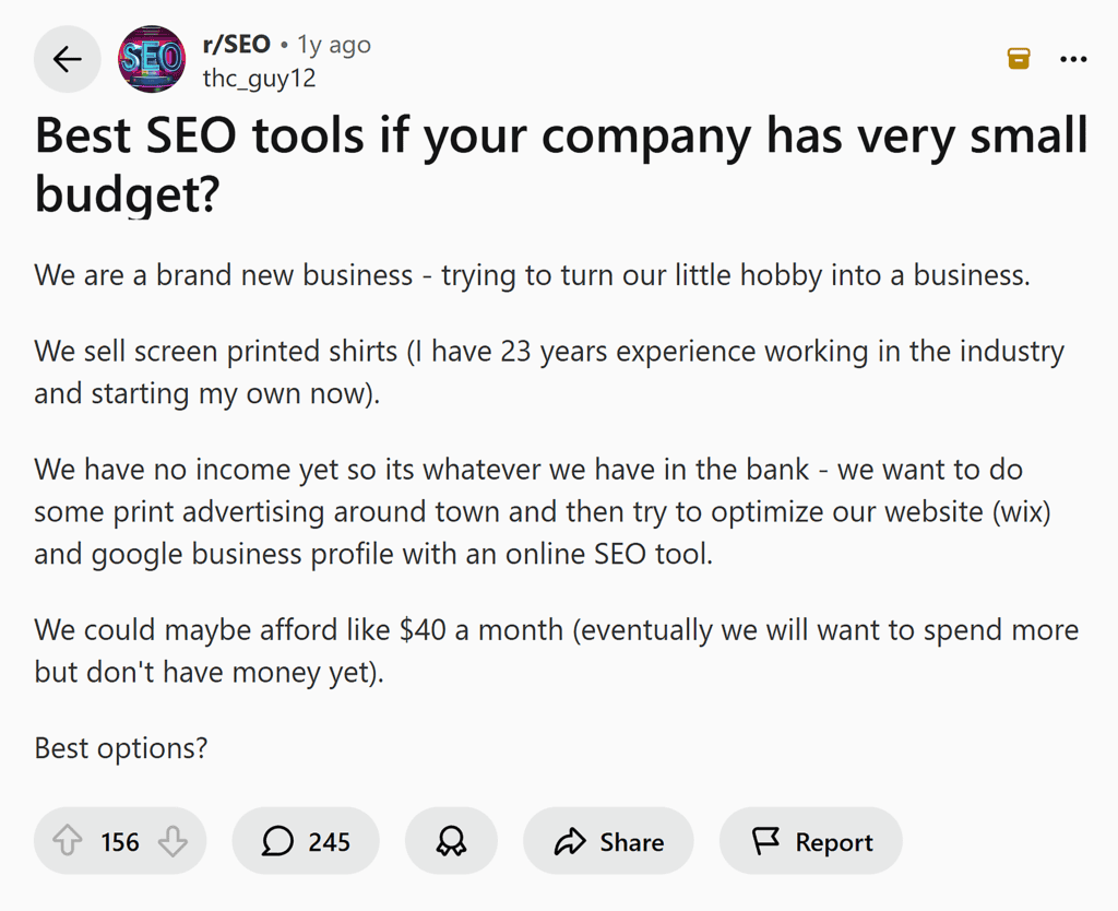 Reddit – Best SEO tools for small budget