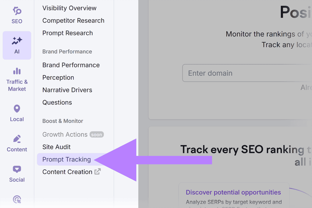 Semrush AI – Prompt Tracking
